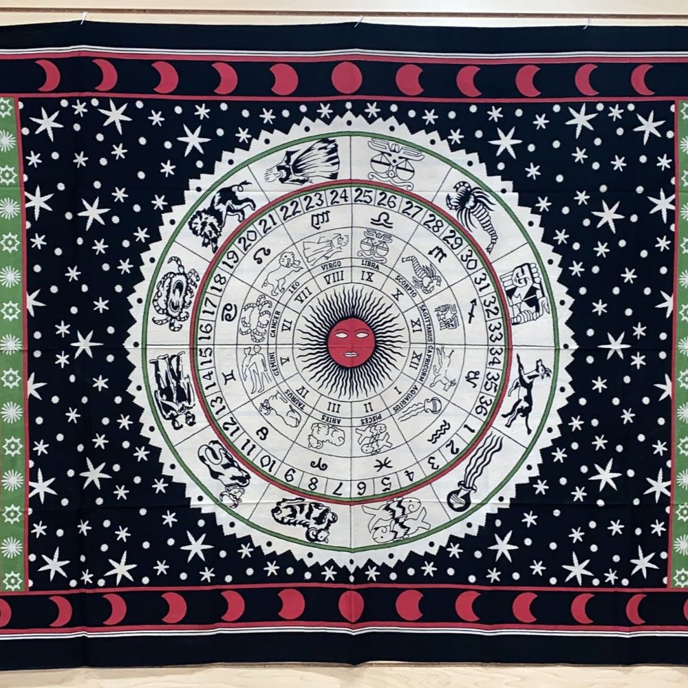 Celestial Zodiac Calendar Tapestry